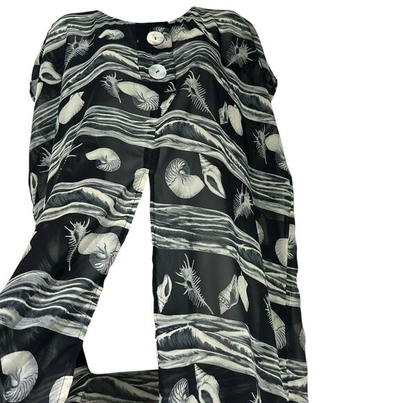 collezioni seashell sheer open front button blouse - Picture 3 of 7